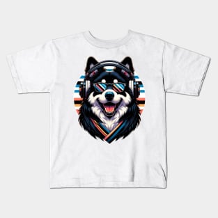 Croatian Sheepdog Smiling DJ with Headphones and Sunglasses Kids T-Shirt